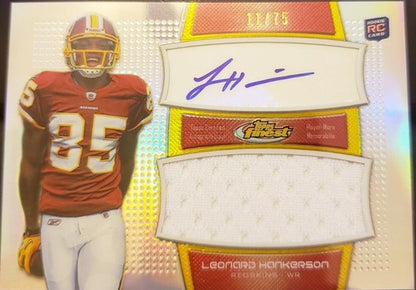 LEONARD HANKERSON 2011 Topps Finest Jumbo Relics Refractor Dual AUTO Jersey #/75