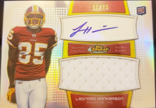 LEONARD HANKERSON 2011 Topps Finest Jumbo Relics Refractor Dual AUTO Jersey #/75