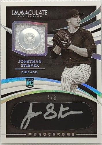 JONATHAN STIEVER 2021 Panini Immaculate RC AUTO Jersey BUTTON PATCH /6 White Sox