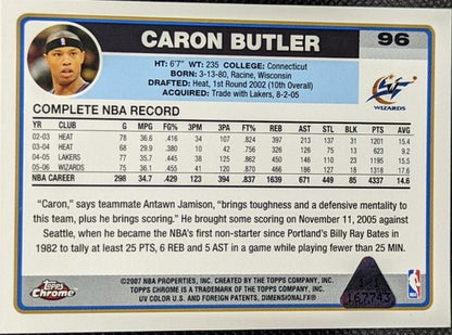 CARON BUTLER 2006-07 Topps Chrome PRINTING PLATE #1/1 Wizards Heat Kings One of