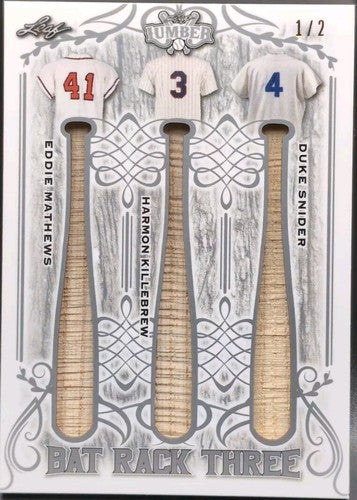 Harmon KILLEBREW Duke SNIDER Eddie MATHEWS 2021 Leaf Lumber TRIPLE BAT PATCH 1/2