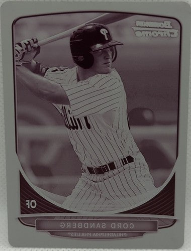 CORD SANDBERG 2013 Bowman Draft Picks RC PRINTING PLATE #1/1 Phillies Auburn of