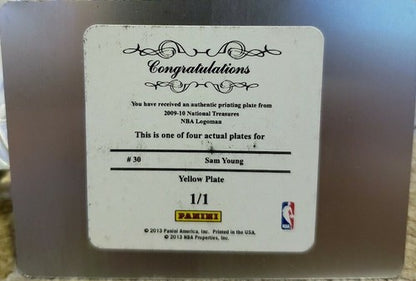 SAM YOUNG 2009-10 National Treasures Logoman PRINTING PLATE SP #1/1 of 1 2012-13
