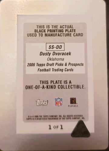 DUSTY DVORACEK 2006 Topps Draft Picks Prospects PRINTING PLATE 1/1 Bears Sooners