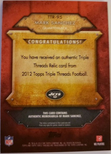 MARK SANCHEZ 2012 Topps Triple Threads Game Used Jersey #36/36 Jets EBAY 1/1