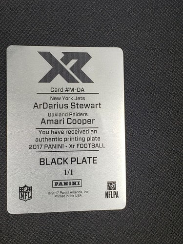 Amari COOPER ArDarius STEWART 2017 Panini XR DUAL RC PRINTING PLATE #1/1 Raiders