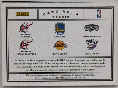 John WALL Ekpe UDOH Jordan CRAWFORD ALDRICH + 2011-12 Preferred 6 Jersey BOOKLET
