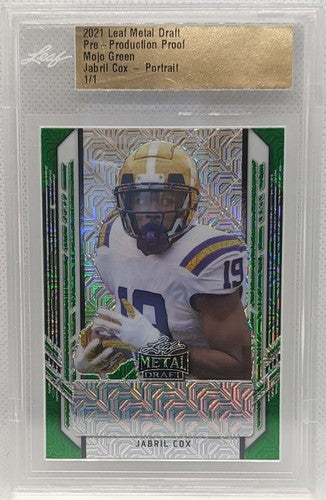 JABRIL COX 2021 Leaf Metal Draft Pre-Production PROOF RC #1/1 LSU Cowboys One of