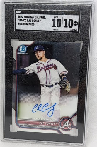 CAL CONLEY 2022 Bowman Chrome Prospect AUTO SGC Graded 10/10 GEM MINT GM Braves
