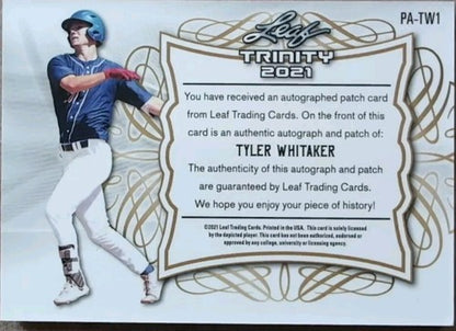 TYLER WHITAKER 2021 Leaf Trinity DUAL AUTO Jersey BUTTON PATCH Purple /25 Astros