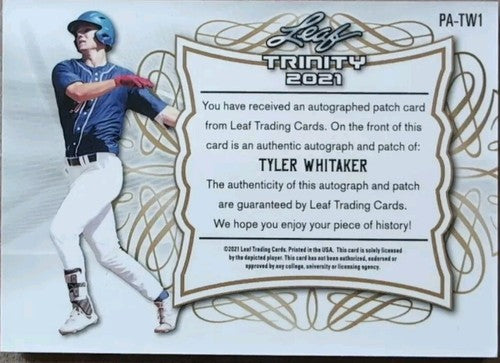 TYLER WHITAKER 2021 Leaf Trinity DUAL AUTO Jersey BUTTON PATCH Purple /25 Astros