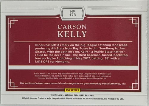 CARSON KELLY 2017 Panini National Treasures AUTO Jersey LOGO PATCH /25 Cardinals