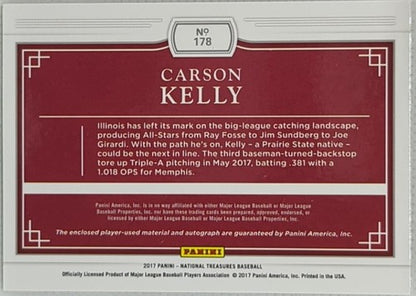 CARSON KELLY 2017 Panini National Treasures AUTO Jersey LOGO PATCH /25 Cardinals