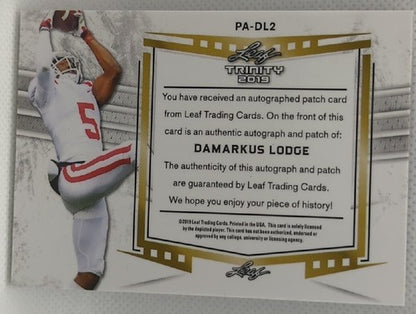 DaMARKUS LODGE 2019 Leaf Trinity RC DUAL AUTO JUMBO JERSEY LAUNDRY TAG PATCH #/5