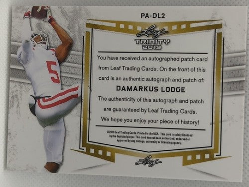 DaMARKUS LODGE 2019 Leaf Trinity RC DUAL AUTO JUMBO JERSEY LAUNDRY TAG PATCH #/5