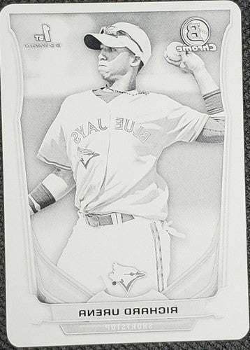 RICHARD URENA 2014 Topps Bowman Chrome Mini 1st RC PRINTING PLATE #1/1 Blue Jays