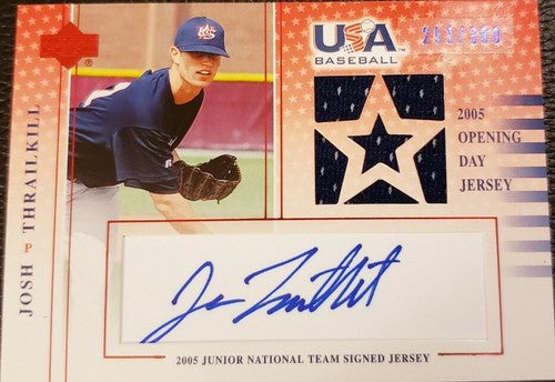 JOSH THRAILKILL 2005 Upper Deck USA Dual AUTO Game Used Jersey SP #/360 Phillies