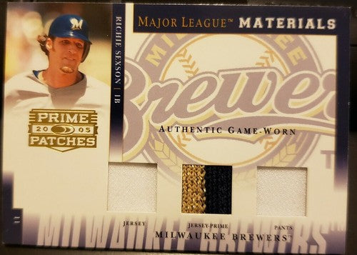 RICHIE SEXSON 2005 Donruss Prime Patches Triple Jersey PATCH SP #/90 Brewers