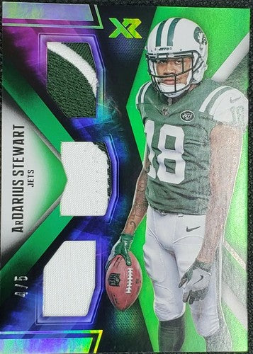 ArDARIUS STEWART 2017 Panini XR RC TRIPLE Jersey Jets LOGO PATCH Green SP #/5 NY