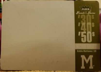 EDDIE MATTHEWS 2006 Fleer Greats of the Game PRINTING PLATE SP #1/1 of 1 Braves