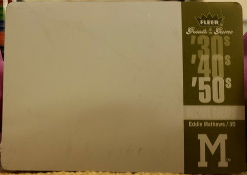 EDDIE MATTHEWS 2006 Fleer Greats of the Game PRINTING PLATE SP #1/1 of 1 Braves