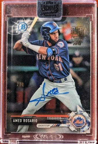 AMED ROSARIO 2018 Topps Archives 2017 Bowman Chrome RC AUTO SP #1/1 Mets Reds of