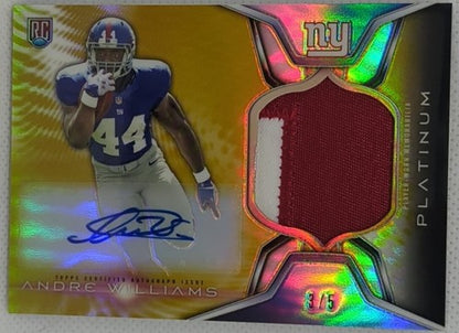 ANDRE WILLIAMS 2014 Topps Platinum DUAL RC AUTO JERSEY PATCH GOLD REFRACTOR #3/5
