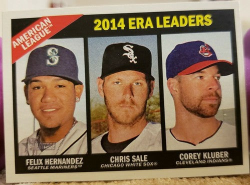 Felix HERNANDEZ Corey KLUBER Chris SALE 2015 Topps Heritage Gum Stain Variation