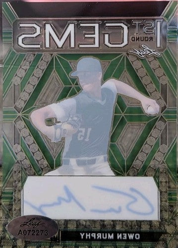 OWEN MURPHY 2022 Leaf Metal 1st Round Gems RC AUTO CLEAR GREEN PROOF #1/1 Braves