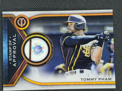 TOMMY PHAM 2021 Topps Tribute Game Used Worn Jersey Bronze Orange SP #/25 Padres