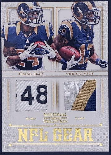 Isaiah PEAD Chris GIVENS 2012 National Treasures DUAL Jersey LAUNDRY TAG PATCH #