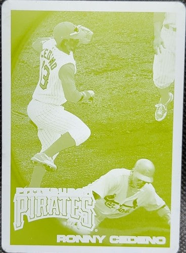 RONNY CEDENO 2010 Topps Yellow PRINTING PLATE SP #1/1 Pirates CedeÃ±o #252 One of