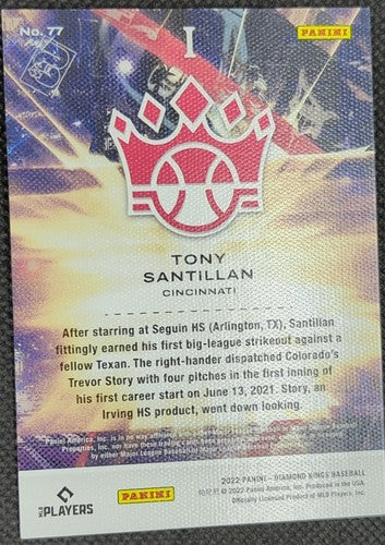 TONY SANTILLAN 2022 Panini Diamond Kings Masterpiece RC PLUM Border #1/1 Reds of