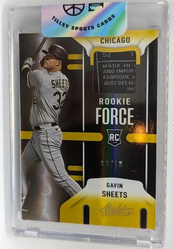 GAVIN SHEETS 2022 Panini Absolute Force Jersey LAUNDRY TAG PATCH RC Gold SP #/10