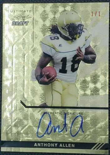 ANTHONY ALLEN 2011 Leaf Ultimate Draft Metal GOLD Super Prismatic RC AUTO SP 1/1