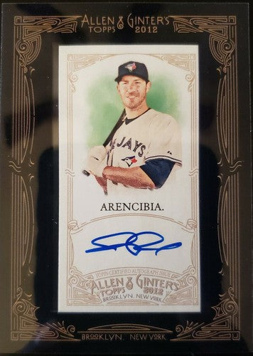 J. P. ARENCIBIA 2012 Topps Allen & Ginter's Mini Framed AUTO Rays Blue Jays JP