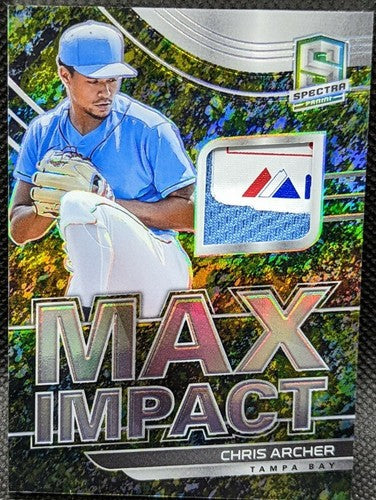 CHRIS ARCHER 2021 Panini Spectra Game Used Jersey LAUNDRY TAG LOGO PATCH /8 Rays