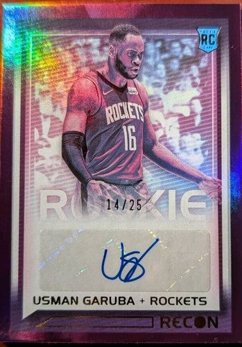 USMAN GARUBA 2021-22 Panini Recon Signature RC AUTO PURPLE #/25 Rockets Warriors