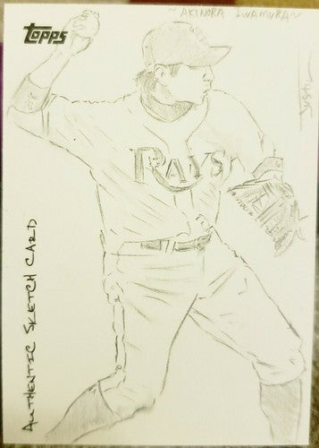 AKINORI IWAMURA 2009 Topps Authentic Sketch Card Art Artist AUTO SP #1/1 of Rays