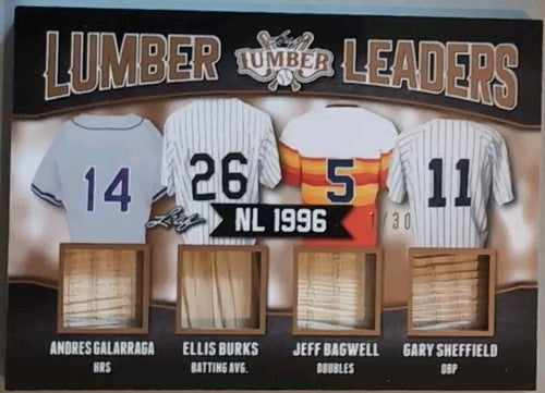 Jeff BAGWELL Gary SHEFFIELD BURKS GALARRAGA 2021 Leaf Lumber QUAD BAT PATCH 1/30
