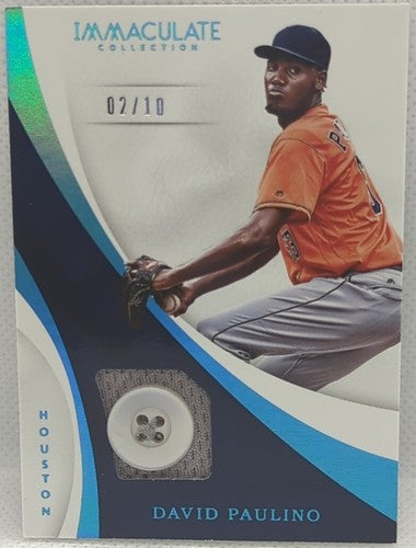 DAVID PAULINO 2017 Panini Immaculate Jersey BUTTON PATCH Blue SP #02/10 Astros