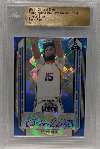 EFTON REID 2021-22 Leaf Metal RC AUTO PRE-PRODUCTION PROOF SP 1/1 LSU Gonzaga of