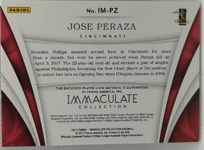 JOSE PERAZA 2017 Panini Immaculate 5 Game Used Jersey PATCH Blue SP #01/10 Reds