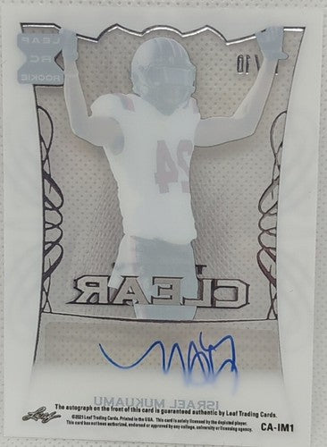 ISRAEL MUKUAMU 2021 Leaf Trinity Clear RC AUTO Purple #10/10 Cowboys Gamecocks