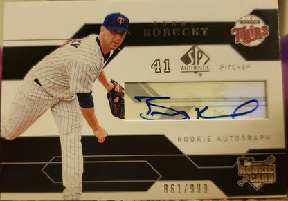 BOBBY KORECKY 2008 Upper Deck SP Authentic Rookie AUTO Autograph #/999 Twins RC