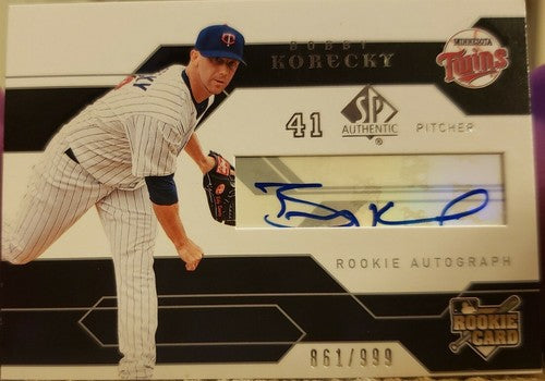 BOBBY KORECKY 2008 Upper Deck SP Authentic Rookie AUTO Autograph #/999 Twins RC