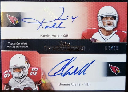 Kevin KOLB Todd HEAP WILLIAMS WELLS 2011 Topps Precision QUAD AUTO 4/10 Jsy# 1/1