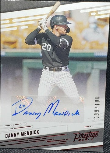 DANNY MENDICK 2021 Panini Chronicles Prestige RC AUTO Red SP #099/100 White Sox