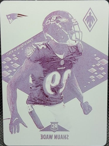 SHAUN WADE 2021 Panini Phoenix RC PRINTING PLATE SP #1/1 Patriots Ravens One of