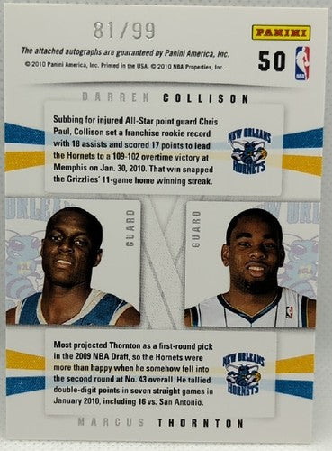 Darren COLLISON Marcus THORNTON 2009-10 Panini Season Update DUAL AUTO # Hornets